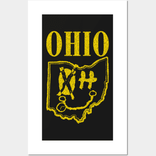 Ohio Grunge Smiling Face Black Background Posters and Art